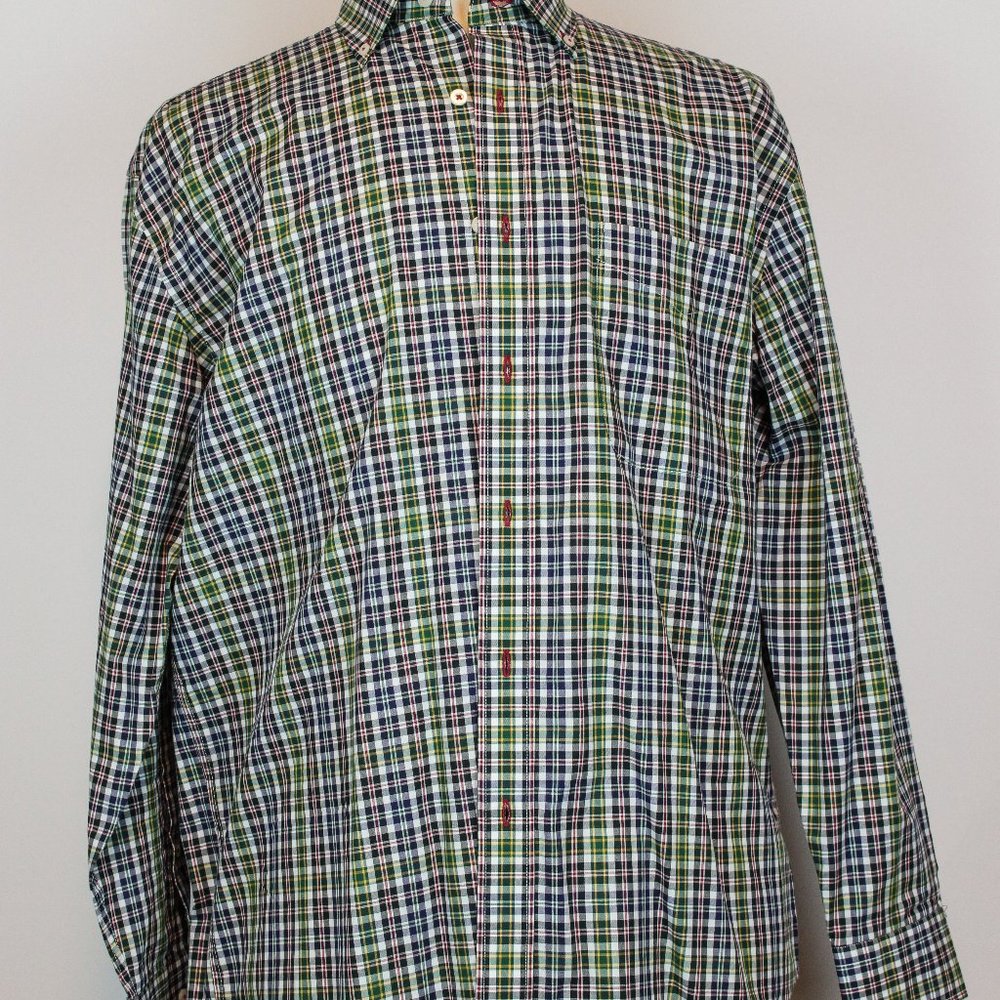 Alan Flusser Long-Sleeve Checkered Button Down Shirt M Medium NWT